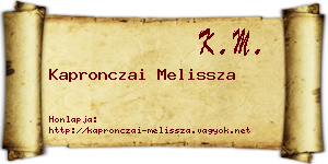 Kapronczai Melissza névjegykártya